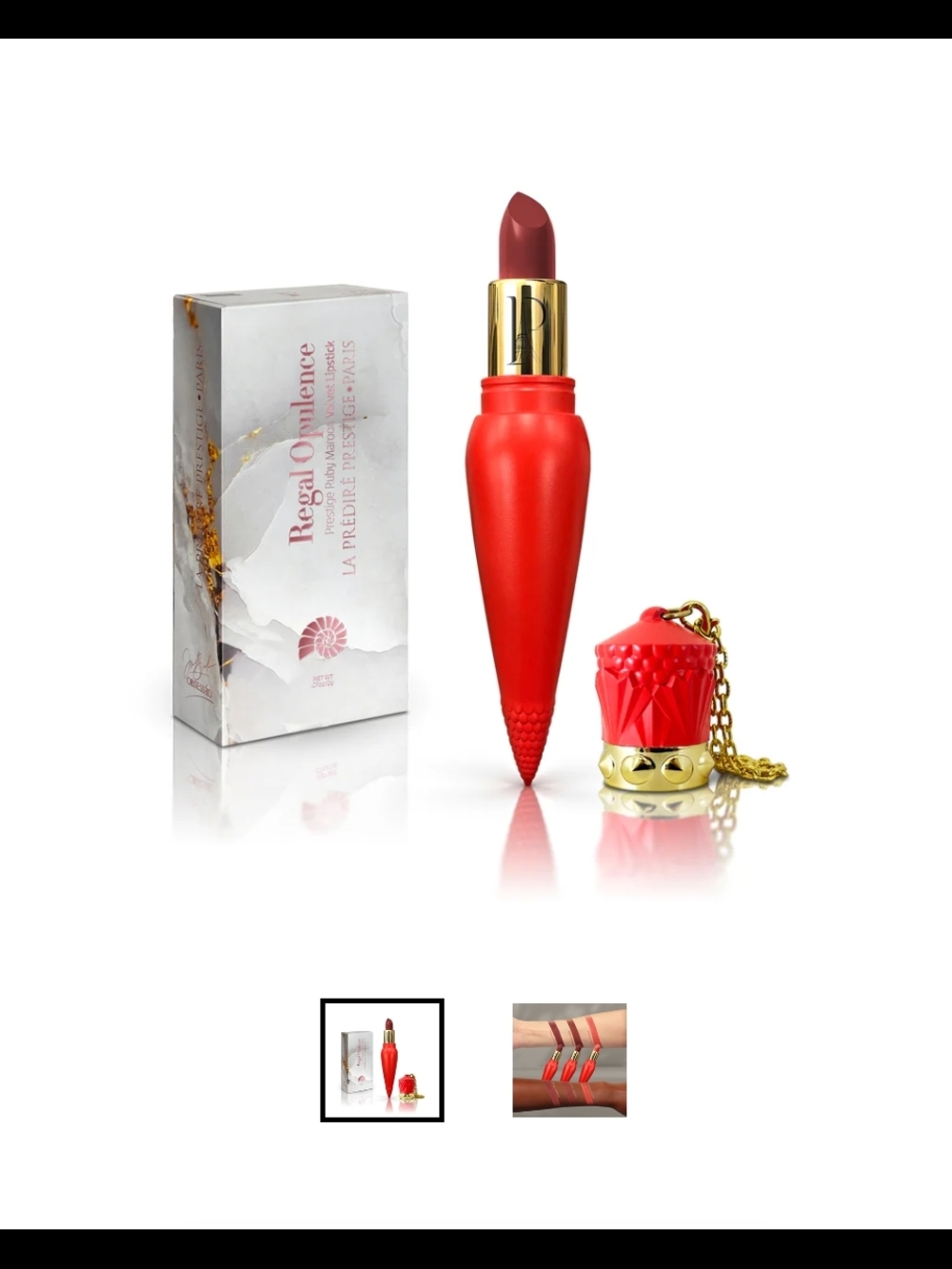 Red Luxury Matte Lipstick with Decorative Gold Cap